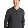 Bamboo Flex Long Sleeve Henley - Black Sand