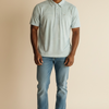 Cotton Brothers Stripe Polo - Powder Blue/Sunset/White