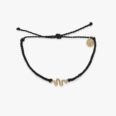 Snake Gold Charm Bracelet - BLACK