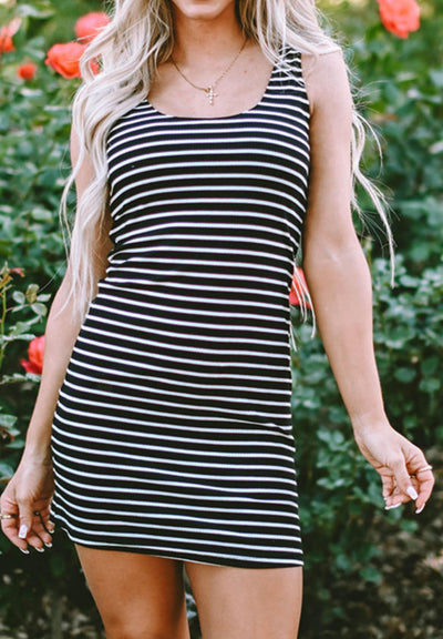 Spring Stripes Dress - BLK/WHT