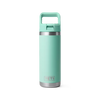 18 oz Water Bottle with Color-Matched Straw Cap - Seafoam