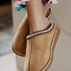 Sand Embroidered Slip On House Shoes - Sand
