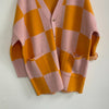Checkered Cardigan - Pink & Orange - Pink & Orange