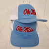 Script Ole Miss Puff Cap - Columbia Blue/White