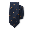 Wool/Silk Dog & Pheasant Motif tie - Indigo Blue
