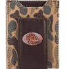 Collegiate Magnetic Front Pocket Leather Wallet - Turkey Camo