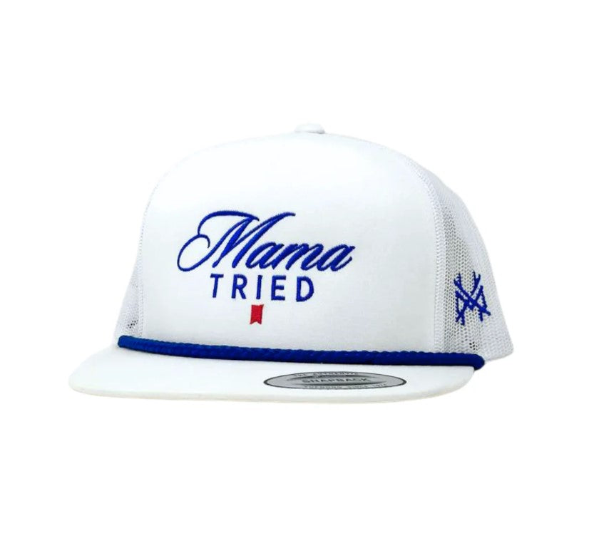 Retro Vintage Style Rebel Funny Hat Mama Tried Trucker Mesh Snapback White USA E Mama Tried Vintage Trucker Caps || Lessons Learned, Proudly  main image 2