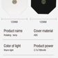 Product specification sheet showing white and black octagonal rotating lamps with technical details