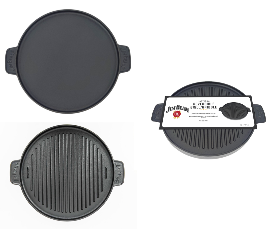 Jim Beam Cast Iron Reversible Grill/ Griddle