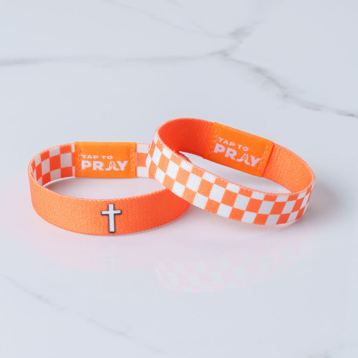 Orange & White Checkers-Tap to Pray