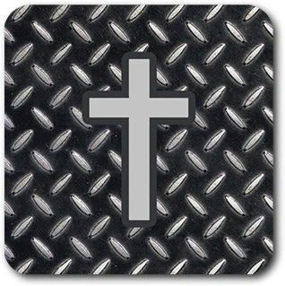 Diamond Plate + Cross 2.5" Vinyl Sticker
