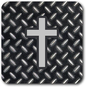 Diamond Plate + Cross 2.5" Vinyl Sticker