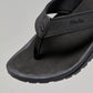 OluKai Men's Ohana black leather flip flop sandal with toe post and cushioned footbed