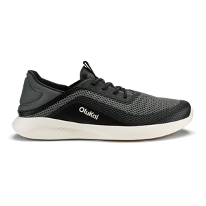 OluKai Men's Kialoa sneaker in Dark Shadow and Lava Rock colorway with white midsole