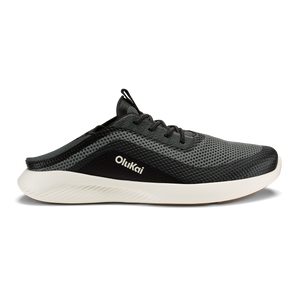 OluKai Men's Kialoa slip-on sneaker in Dark Shadow and Lava Rock colorway, side view