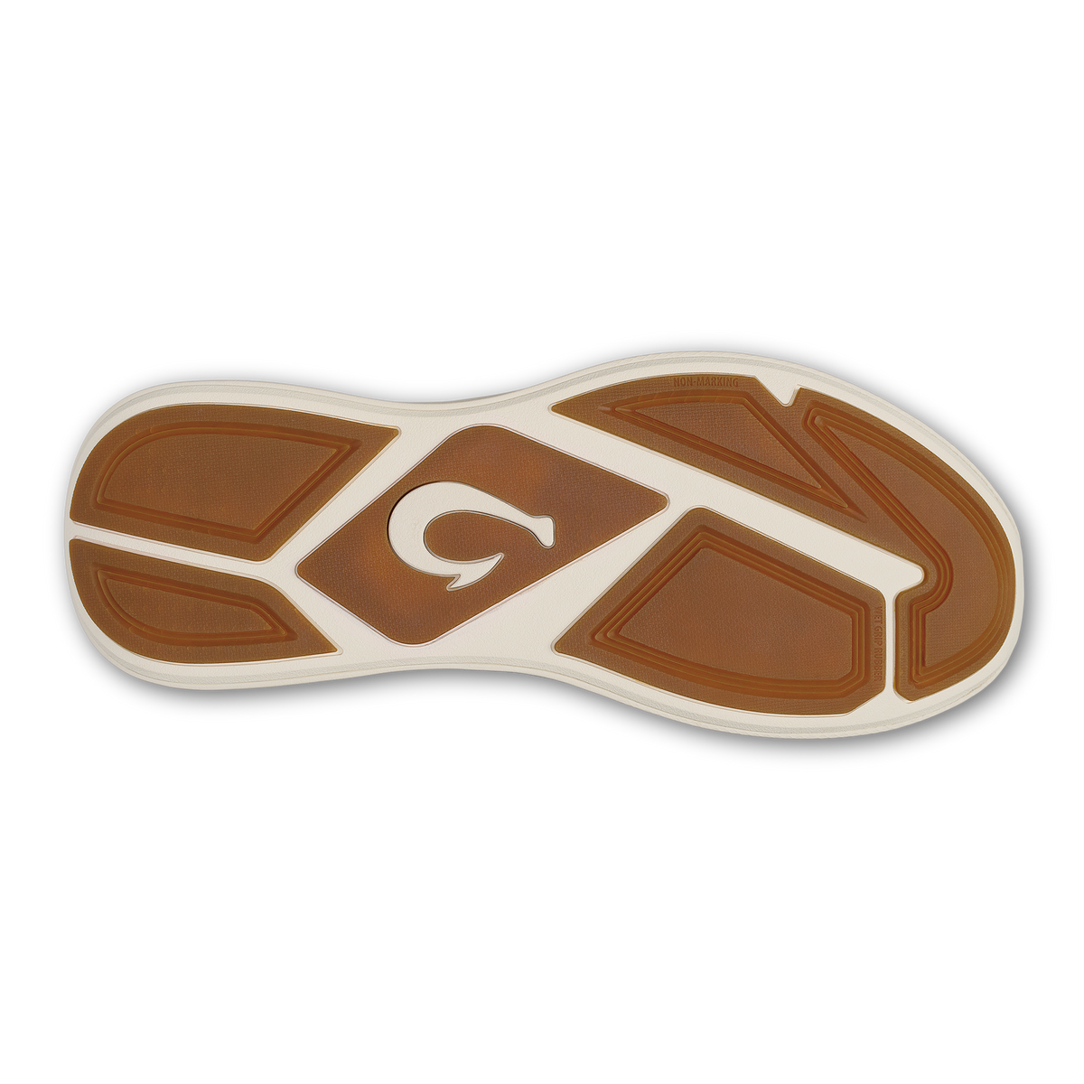 OluKai Kialoa men's shoe outsole in Dark Shadow Lava Rock colorway, bottom view