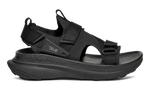 Teva Aventrail all-black trail running sandal with adjustable fabric straps and cushioned sole