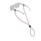 Sunglasses with a colorful cord attached on a white background