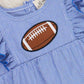 Blue Stripe Cotton Embroidered Football Ruffle Bubble