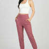 High Waisted Wide Waistband Joggers - Dusty Cedar