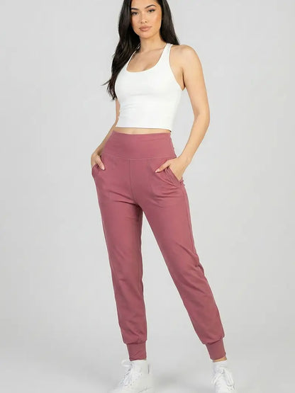 High Waisted Wide Waistband Joggers