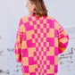 Checkered Cardigan - Pink & Orange