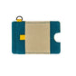 Small wallet with teal border and beige center on a white background
