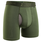 2UNDR Army Green Swing Shift 6-inch boxer brief underwear with breathable mesh pouch