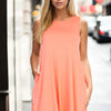 Sleeveless Comfy Flare Mini Dress - Orange