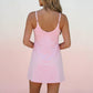 Everlasting Joy Athletic Dress in Light Rose pink, back view with spaghetti straps
