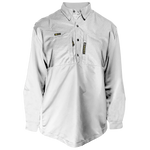 Buffalo Roam Outfitters Classic Button Cuff Midweight long-sleeve shirt in white with mesh yoke panel