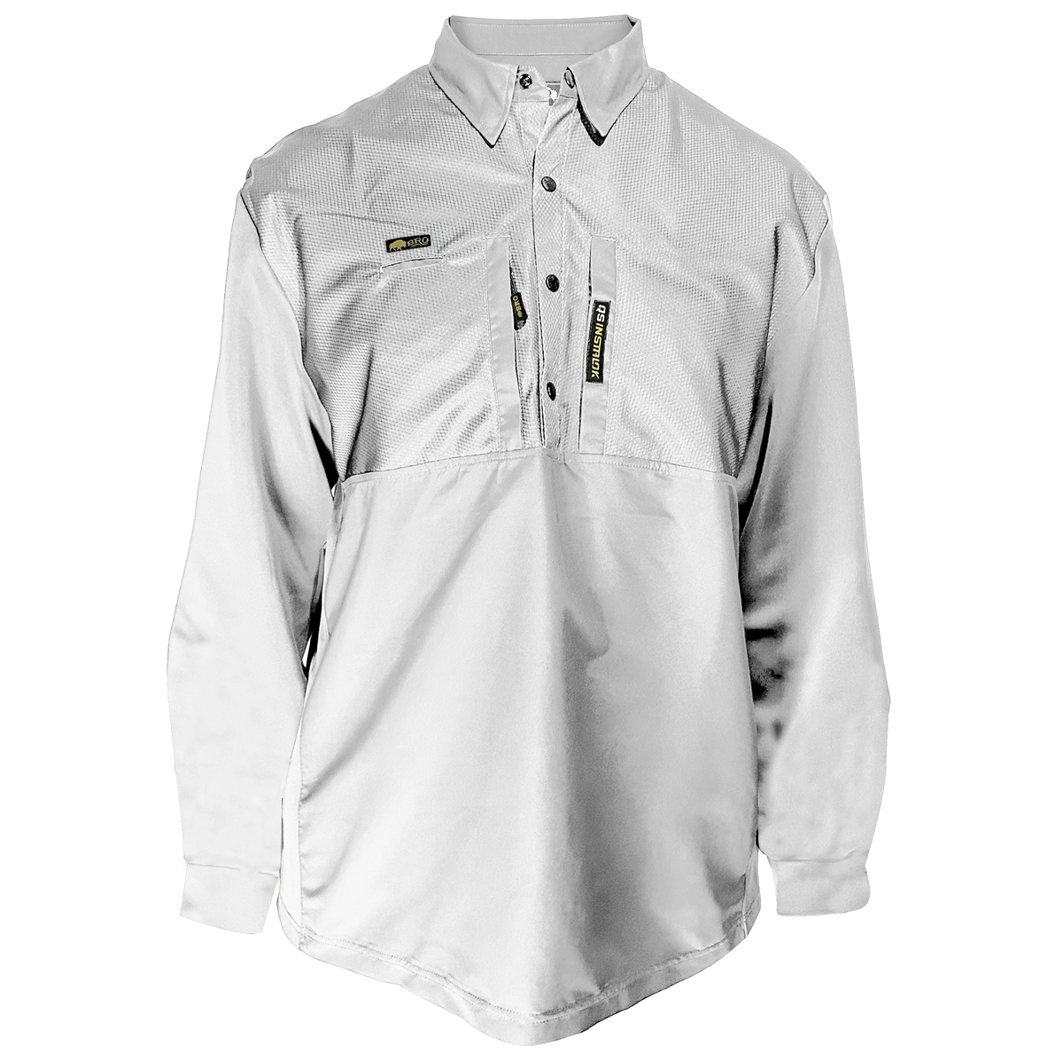 Buffalo Roam Outfitters Classic Button Cuff Midweight long-sleeve shirt in white with mesh yoke panel