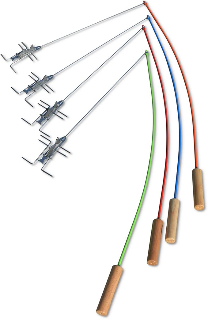 Campfire Fishing Pole Roaster for Hot Dog and Marshmallow Cooking on Open Flame