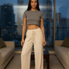 Wide Leg Minimalist Pants - Beige