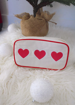 3 Red Hearts Med Canvas Bag