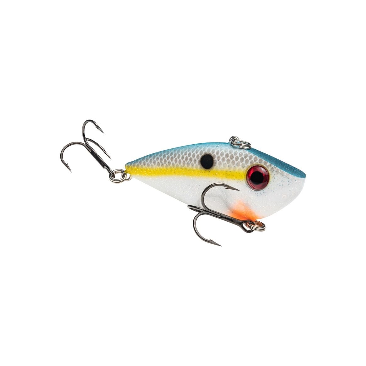 Strike King Red Eye Shad lipless crankbait in Sexy Shad color with two treble hooks