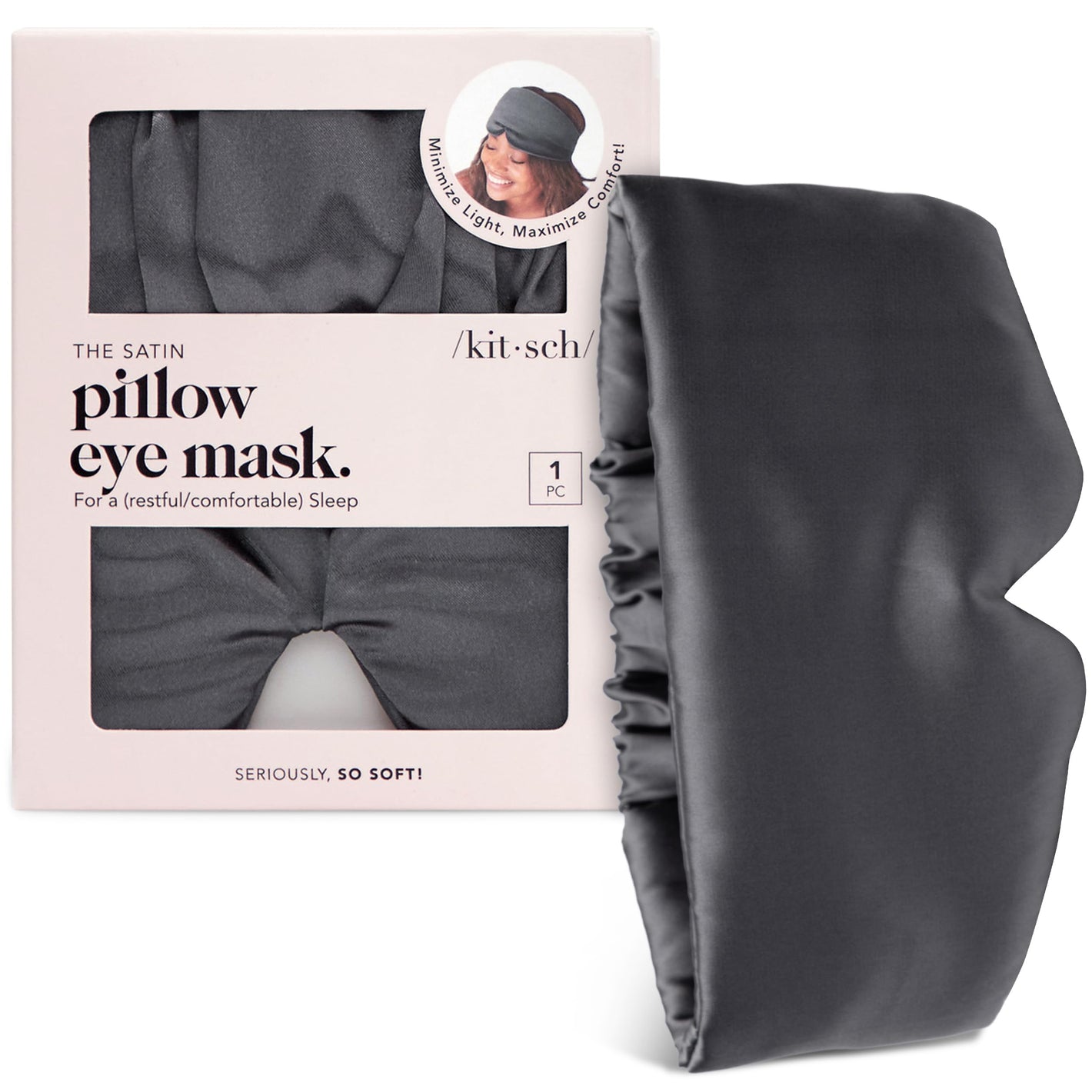 Charcoal Satin Pillow Eye Mask