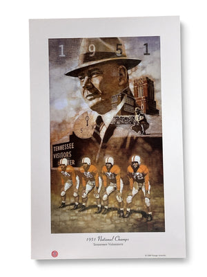 1951 Tennessee Volunteers National Champs Mini Art Print Card Bob Howe