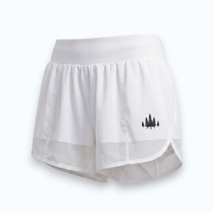 Katie Beth Activewear Grace in Motion Short in white with pine tree embroidery detail