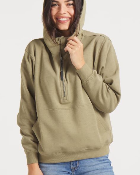 Angie Active Half Zip Hoodie - OLIVE