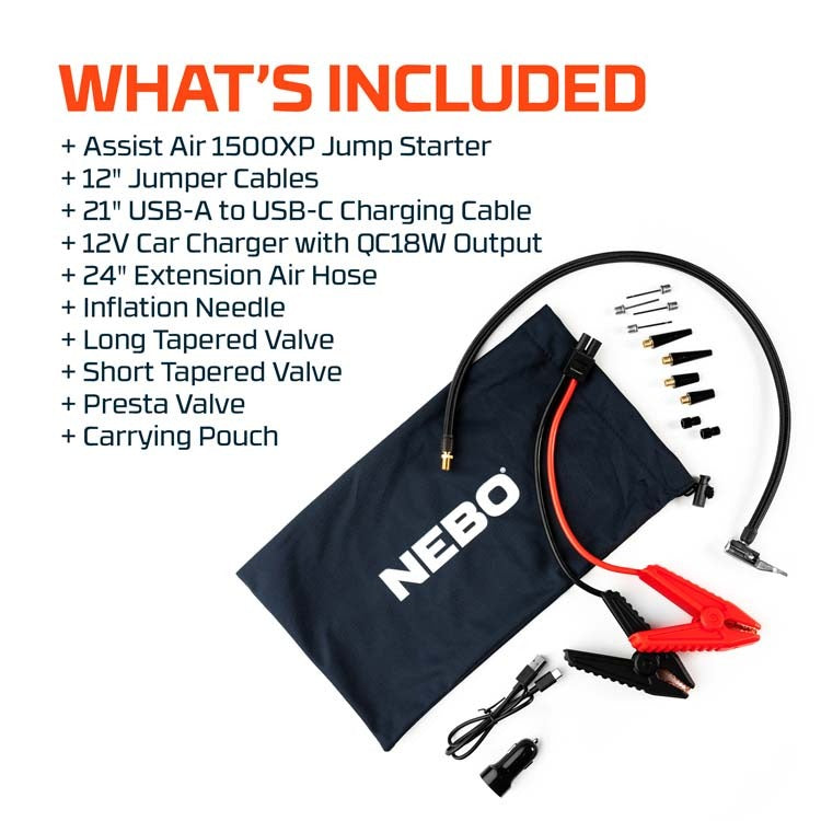Nebo Assist Air 1500XP Jump Starter + Air Compressor | Emergency Vehic