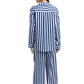 Light Blue & Navy Striped Satin Pajama Set