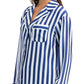 Light Blue & Navy Striped Satin Pajama Set