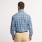 Southern Marsh Franklin Plaid Performance Dress Shirt in Navy Dark Green plaid pattern, back view