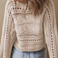 Cable Knit Cropped Sweater - BEIGE