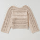 Cable Knit Cropped Sweater - BEIGE