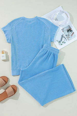 Corded Knit Top Set 1 - BLUE