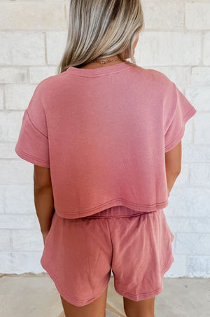 Cropped Tee Set - PINK