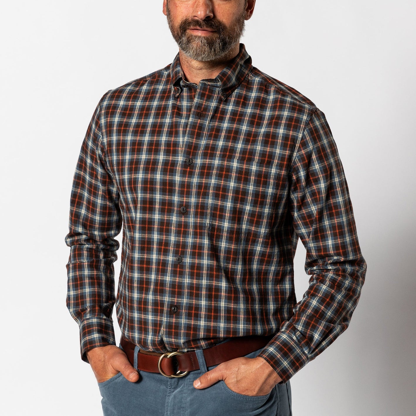 Dunn Plaid Cotton Slub Sport Shirt