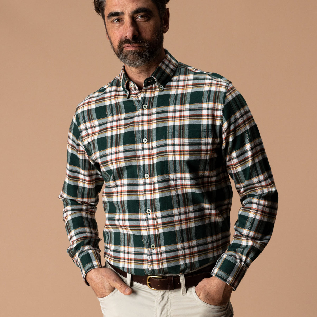 Cotton Flannel Sport Shirt Pinewell Plaid